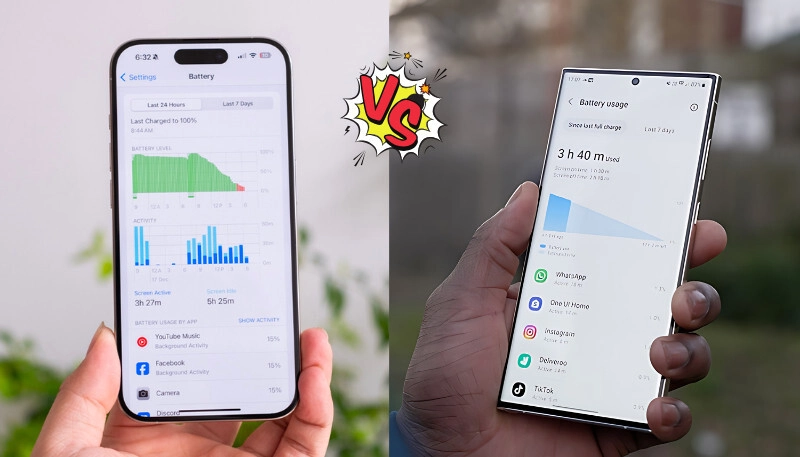 Pin 4000mAh của Galaxy S24 so kè với iPhone 15 trong bài đánh giá Galaxy S24 vs iPhone 15.